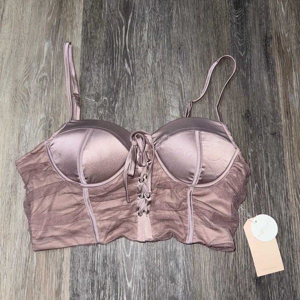 Blashe Purple Lace Corset Crop Top - Size Large